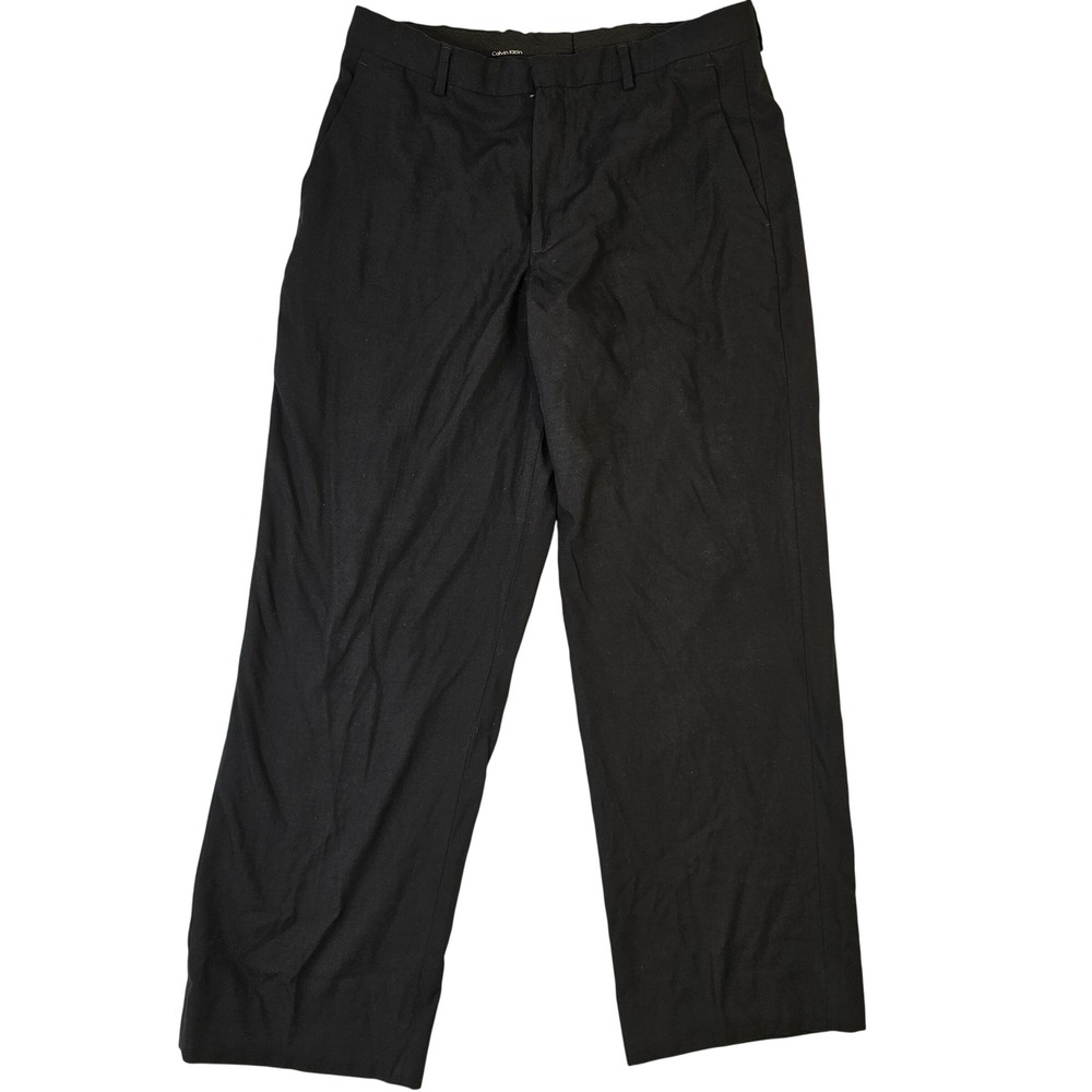 Calvin Klein Boys Dress Pants Black Wool Blend Flat Front Size 16 Husky